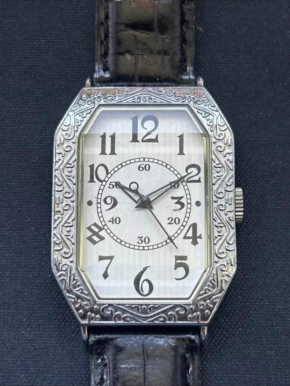 Silver Tone Black Band Women’s Quartz Watch